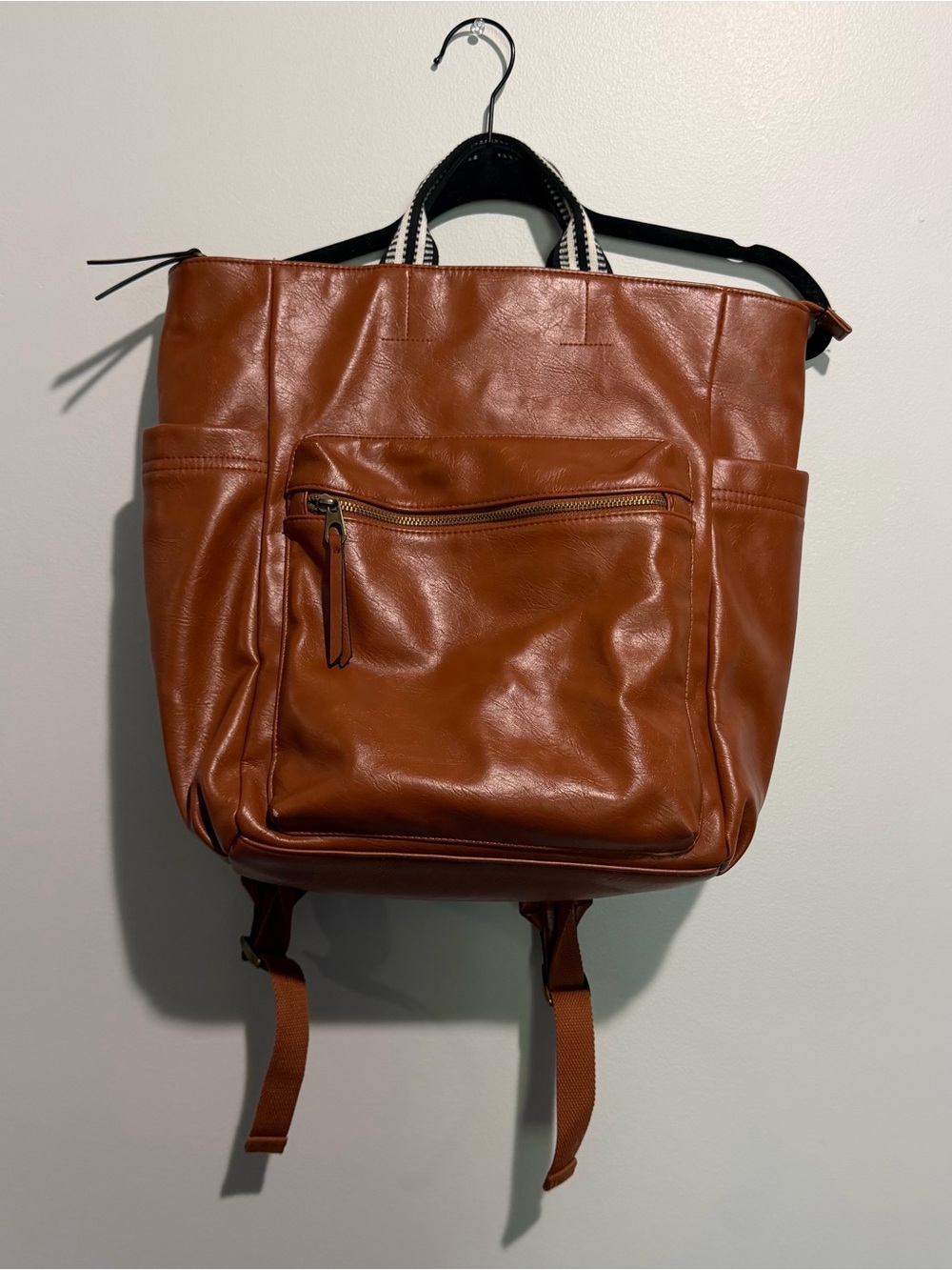Universal Thread Cognac Brown Faux Leather Convertible Backpack Tote Purse